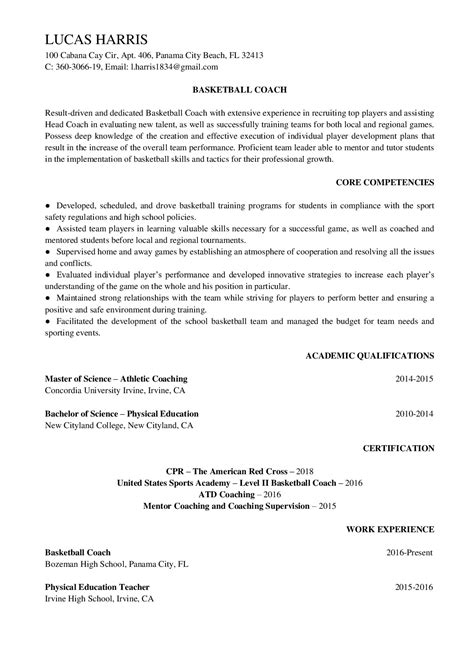 Basketball Coach Resume Template