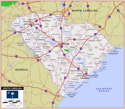 South Carolina Road Map