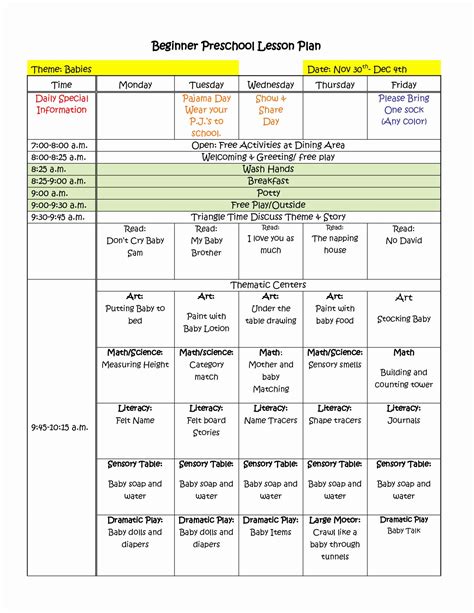 Free Printable Preschool Lesson Plans - Lesson Plans Learning