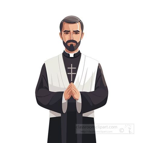 Christian Clipart-priest wearing clerical collar praying clip art