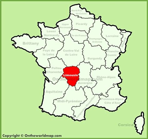 Limousin location on the France map - Ontheworldmap.com