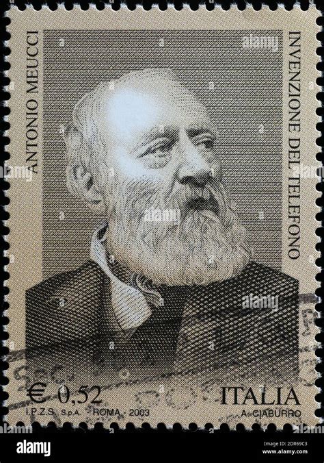 Antonio Meucci, inventor of telephone, on italian stamp Stock Photo - Alamy