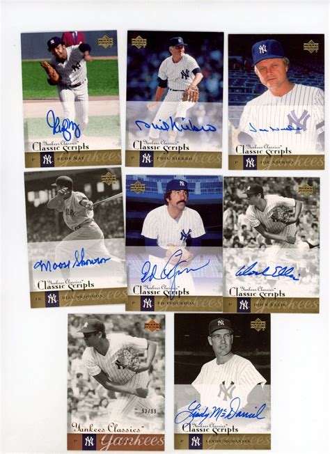 2004 UD Yankees Classic Scripts Autograph lot of 7 w/Niekro's, Skowron ...