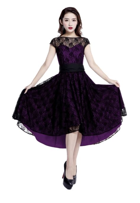 Plus Size Purple & Black Gothic Hi Lo Lace Short Sleeve Dress [72852] - $79.99 : Mystic Crypt ...