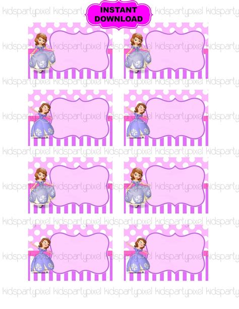 Sofia The First Name Tag Princess Printable Digital