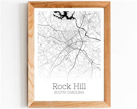 Rock Hill Map INSTANT DOWNLOAD Rock Hill South Carolina City | Etsy