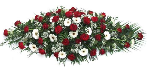 Funeral Flowers Floral Coffin Spray - Red & White