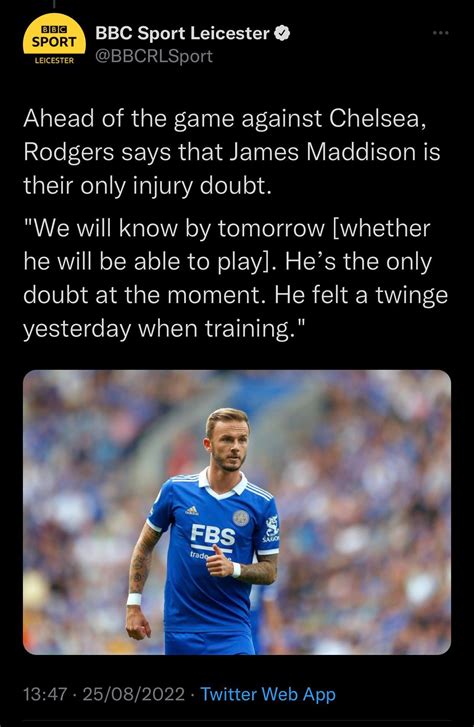 Rodgers confirms Maddison injury concern. Flagged on FPL. : r/FantasyPL