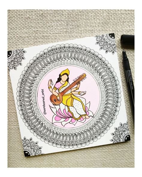 Ma saraswati mandala | Mandala art therapy, Doodle art designs, Easy ...