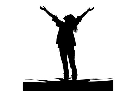 Christian Worship Woman Lifting Hands Silhouette Neon Vector Illustration Graphic by ...