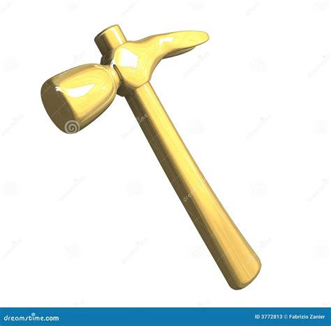 Hammer In Metal Gold Isolated (3D) Stock Photos - Image: 3772813