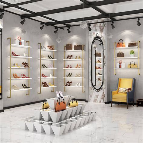 Shoe Rack Shoe Store Display Bags Shelf | Showroom interior design ...