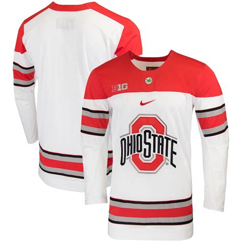 Men's Nike White Ohio State Buckeyes Replica College Hockey Jersey