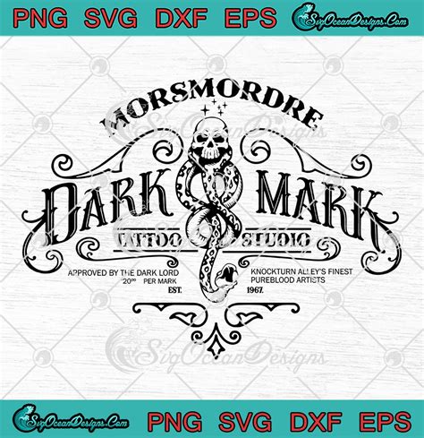 Morsmordre Dark Mark Tattoo Studio SVG, Harry Potter Est. 1967 SVG PNG EPS DXF PDF, Cricut File