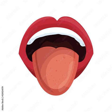 mouth with red lips with tongue sticking out cartoon. vector ...