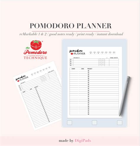 Pomodoro Planner Pomodoro Technique Planner Printable | Etsy