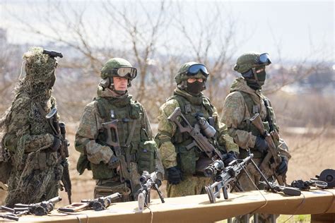 Russian VDV Soldiers displaying their weaponary and gear. Picture taken on Mount Sokoliha at the ...