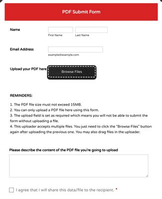 PDF Submit Form Template | Jotform