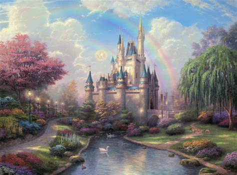 Free download | HD wallpaper: Cinderella's Castle by Thomas Kinkade, Disney Castle wallpaper ...