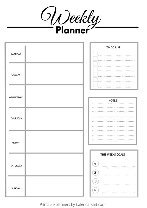 Free Printable Weekly Planner Templates - CALENDARKART Weekly Planner ...