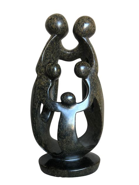 Shona Tribe Serpentine Rock Family Of Five – African Angel Art
