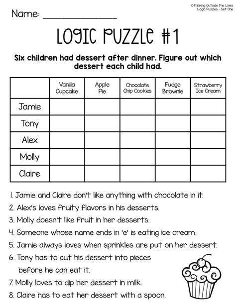 Math Logic Puzzles 3rd Grade Printable