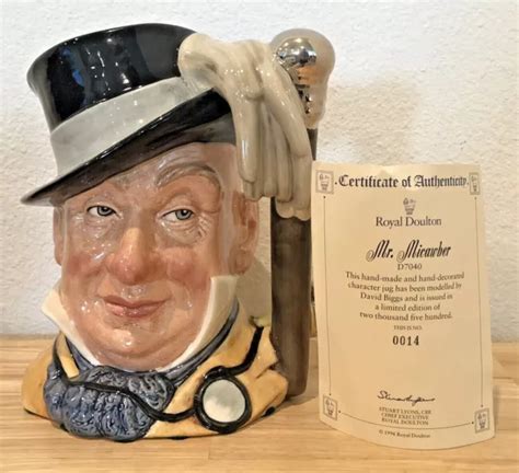 VINTAGE ROYAL DOULTON "Mr. Micawber" Signed Toby Mug D7040 Le 14/2500 Rare Coa $250.00 - PicClick