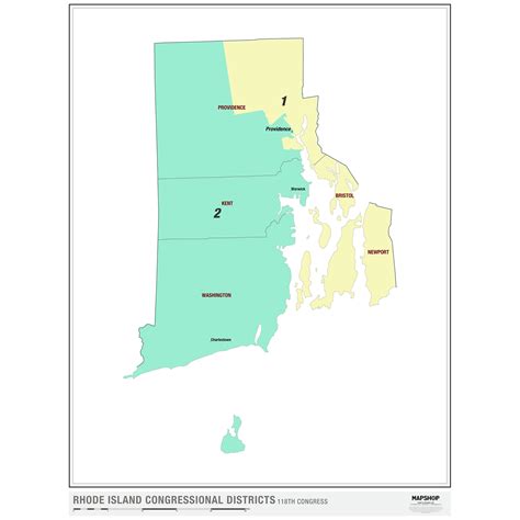 Rhode Island 2022 Congressional Districts Wall Map by MapShop - The Map Shop