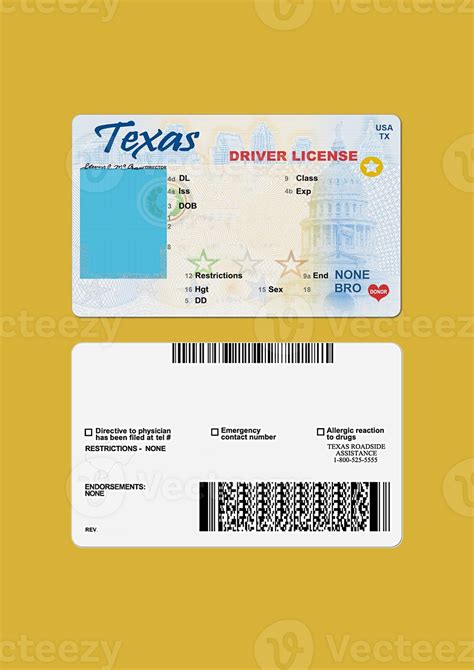 Texas DL PSD editable blank texas driver license template 17153971 Stock Photo at Vecteezy