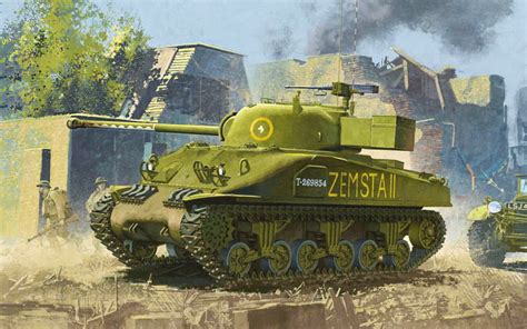 Photo military tank Sherman Firefly ww2 Painting Art M4 3840x2400