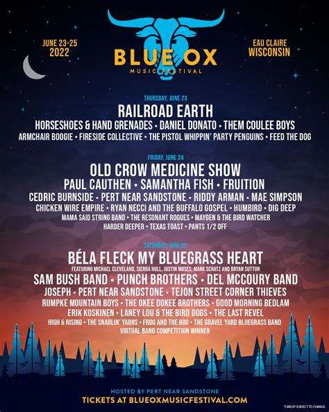 Backwoods Stage Lineup - Blue Ox Music Festival