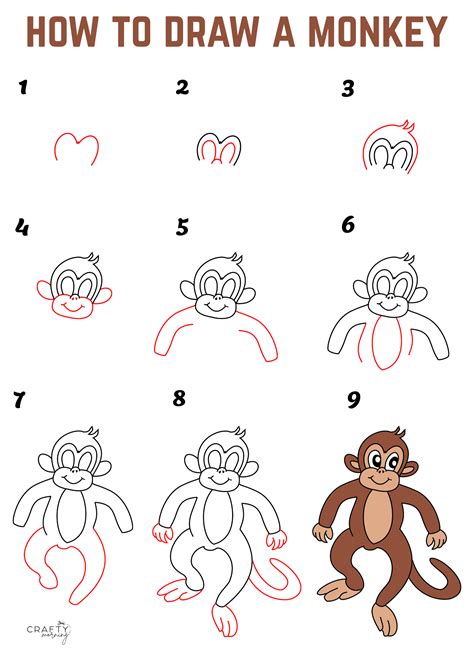 Easy Monkey Drawing (Step by Step How to Draw) - Crafty Morning