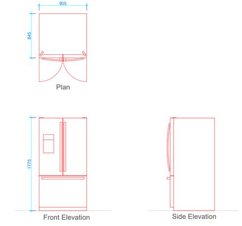 French Door Refrigerator (27 Cu Ft) [Dimensions] - Layak Architect