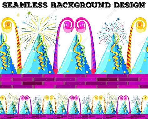 Seamless Design With Party Objects Clipping Shape Party Horn Vector ...