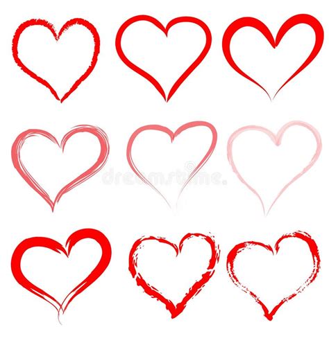 Heart Love Red Hearts Outline Vector Hand Drawn Draw Drawing Background ...