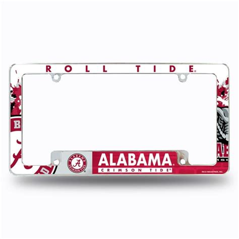 Alabama Crimson Tide NCAA Chrome Metal License Plate Frame with Bold ...