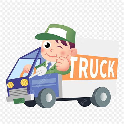 Truck Driver Clipart PNG Images, Cartoon Hand Drawn Open Truck Driver ...