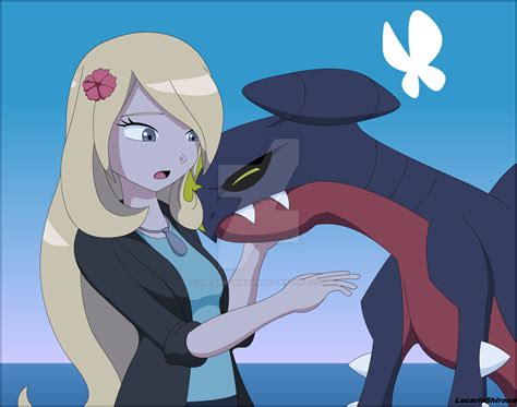 Cynthia and Garchomp - Here comes a thought by LucarioShirona on DeviantArt