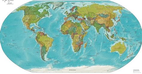 PHYSICAL WORLD MAP GLOSSY POSTER PICTURE PHOTO maps globe cities earth hills 285 | eBay | Mapa ...