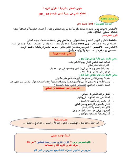 سورة لقمان المقطع الثاني | PDF