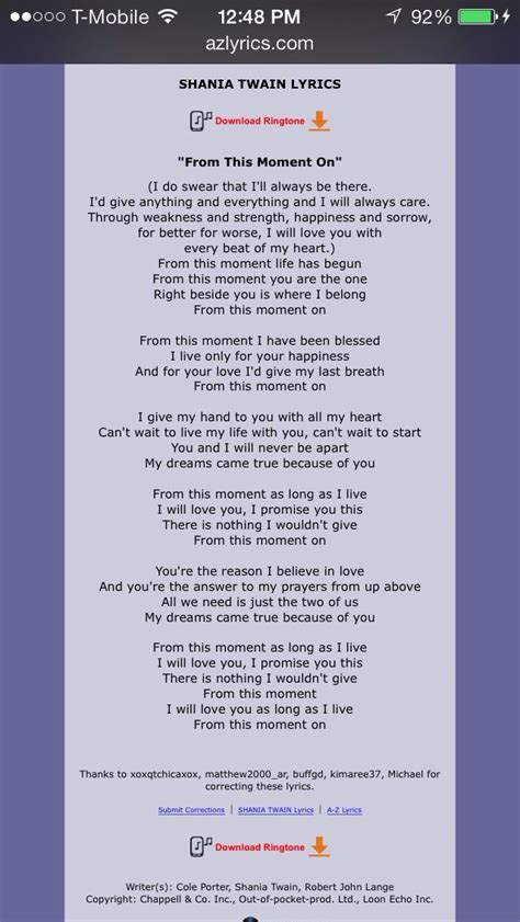 From this moment | Shania twain lyrics, Music lyrics, Lyrics