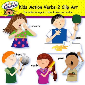 Kids Action Verbs 2 Clip Art Teaching Time, Esl Teaching, Action Verbs, Best Clips, Adult ...