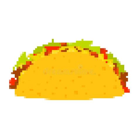 Tacos Pixel Art Isolated on White Background. Mexican Fast Food. Stock ...