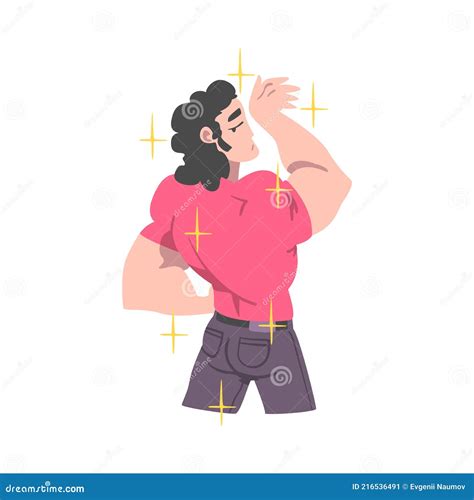 Narcissistic Young Man, Boastful Guy Demonstrating His Muscles Cartoon Vector Illustration Stock ...