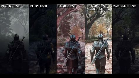 [Nolvus Skyrim] Comparación de ENB (Pi-Cho, Rudy, Bjorn, Bjorn Dark Ages, Cabbage) - YouTube