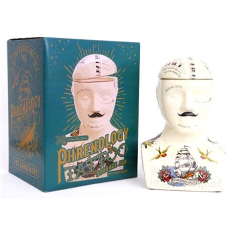 Tattooed Phrenology Head Storage Jar | Happy Piranha