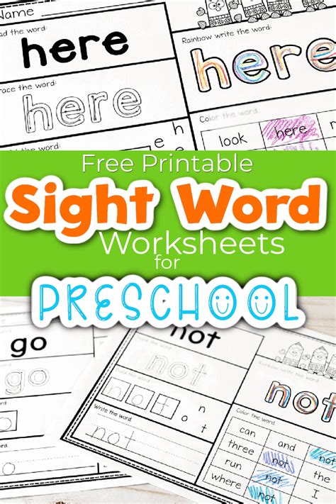 Free Printable Pre-K Sight Words Worksheets, 48% OFF