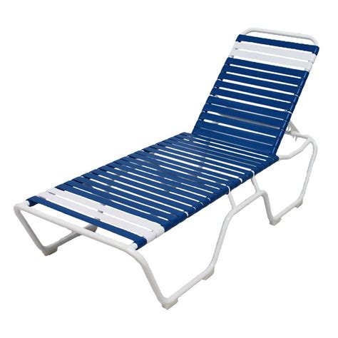 Marco Island White Commercial Grade Aluminum Vinyl Strap Outdoor Chaise ...