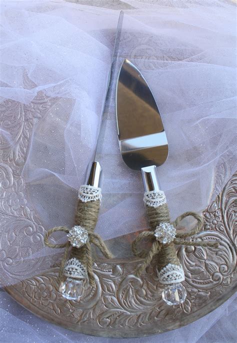 Wedding Cake Server And Knife Set - Country Rustic Chic Wedding -Cake ...