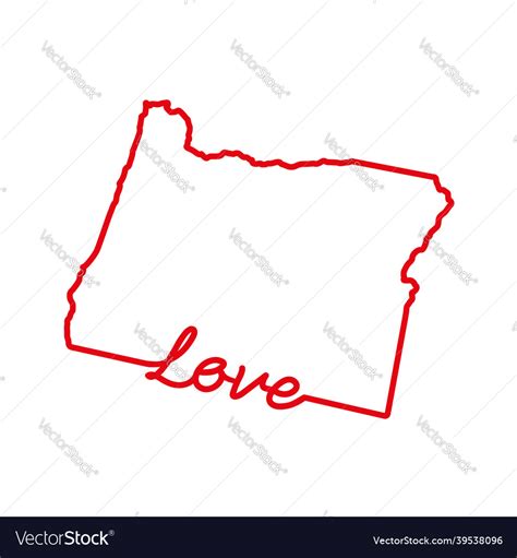 Oregon us state red outline map Royalty Free Vector Image